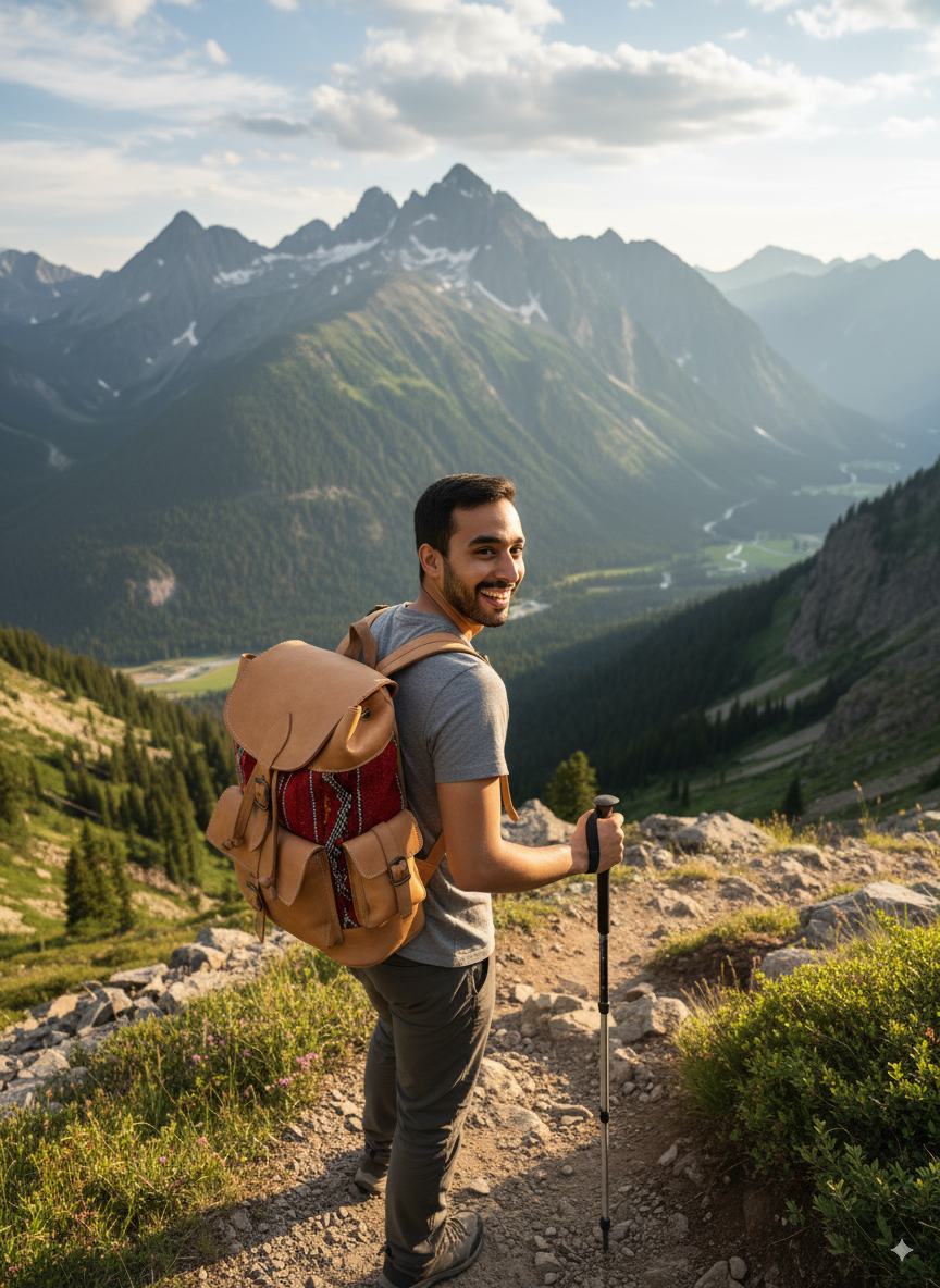“محفظة جلدية تقليدية أنيقة 🎒❤️
