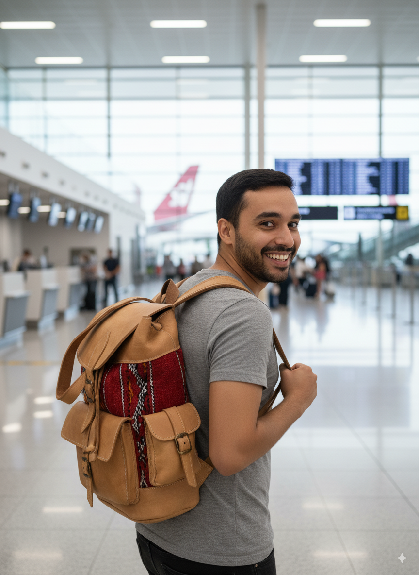 “محفظة جلدية تقليدية أنيقة 🎒❤️