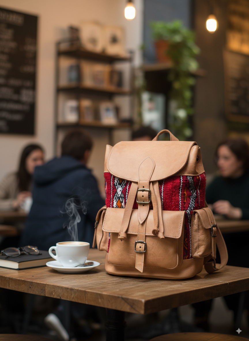 “محفظة جلدية تقليدية أنيقة 🎒❤️